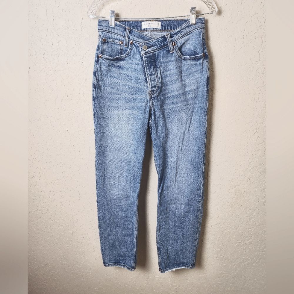 Abercrombie & Fitch The Dads High Rise Criss Cross Denim Jeans Size 26